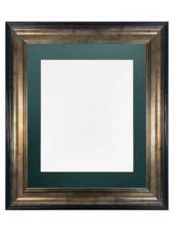 Scandi Black & Gold Photo Frame With Dark Green Mount