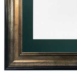Scandi Black & Gold Photo Frame With Dark Green Mount - thumbnail 2