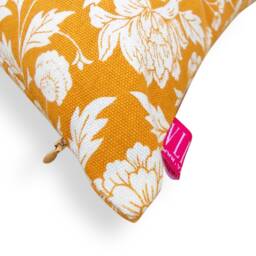 Yellow Ochre Throw Pillow Cover, Kalamkari Print, Indian Ethinic, Cotton Pillow, Sizes Available - thumbnail 3