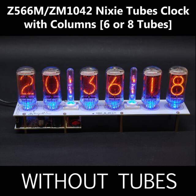Nixie Tube Clock Z566MM1042 For 6 Or 8 Tubes With Columns, Arduino Comp. Without Tubes Boyfriend Vintage Glowing Gift Steampunk - image 1