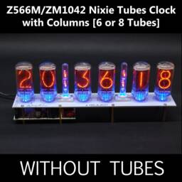 Nixie Tube Clock Z566MM1042 For 6 Or 8 Tubes With Columns, Arduino Comp. Without Tubes Boyfriend Vintage Glowing Gift Steampunk - thumbnail 1