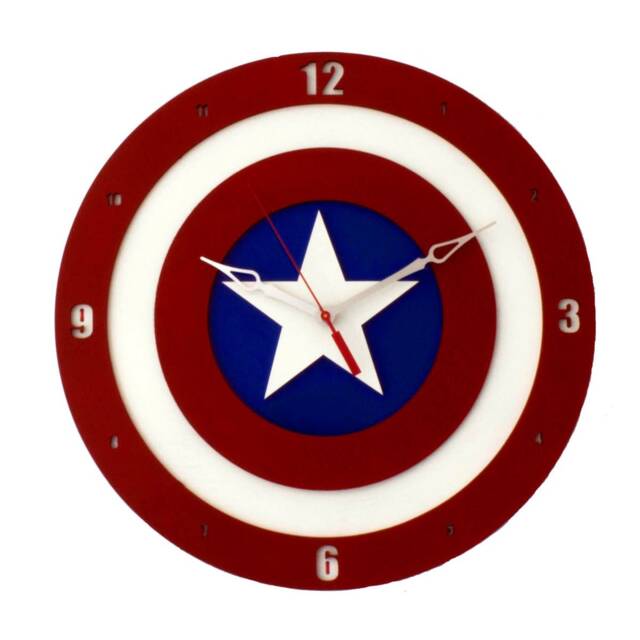 Hero Shield Wall Clock - 14 Inch Wooden Comic Inspired Decor Geek Art - image 1