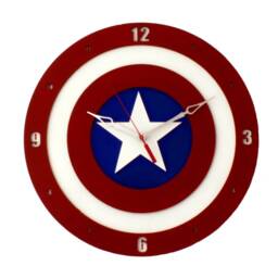 Hero Shield Wall Clock - 14 Inch Wooden Comic Inspired Decor Geek Art - thumbnail 1