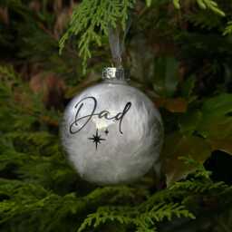 White Feather Glass Bauble - Christmas Memorial Ornament Personalised Remembrance Decoration Luxury Tree - thumbnail 2