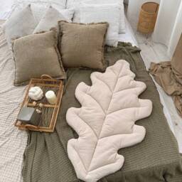 Oak Leaf Baby Play Mat Organic Cotton, Neutral Nursery Decor - thumbnail 4
