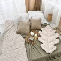 Oak Leaf Baby Play Mat Organic Cotton, Neutral Nursery Decor - thumbnail 2
