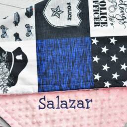 Police Minky Baby Blanket-Personalized Officer Personalized Blanket - Thin Blue Line Blanket Girl-Law Enforcement Nursery - thumbnail 3
