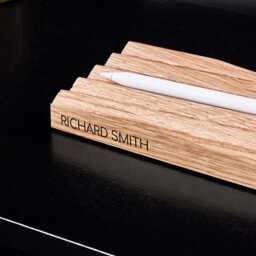 Pen Tray, Engraved Logo, Custom Pen Holder, Walnut Pencil Rack, Corporate Gifts With Logo, Gift For Clients, Desk Organizer - thumbnail 2