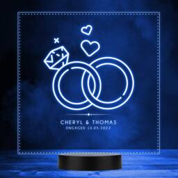 Engagement Rings Diamond Personalised Gift Colour Changing Night Light - thumbnail 1