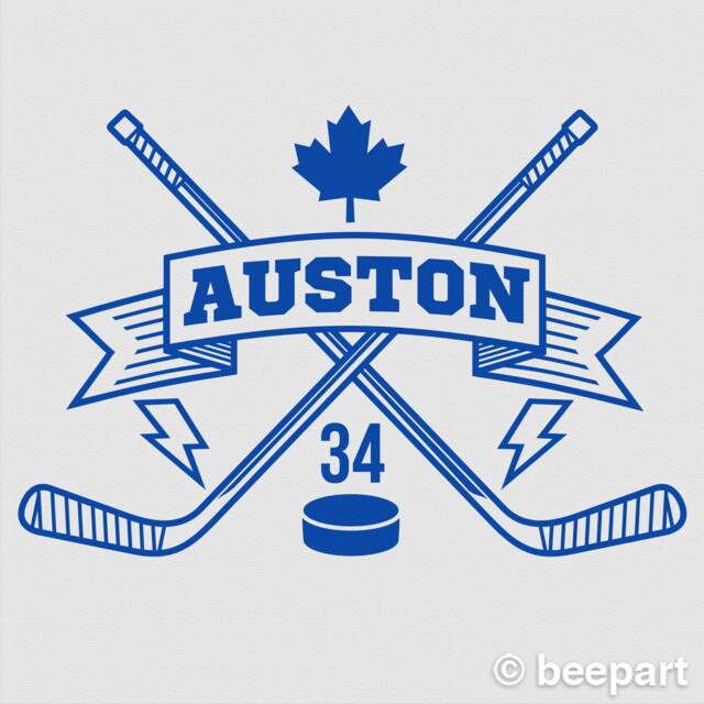 Blue Maple Leafs Hockey Wall Decal - Personalized Name Decal, Custom Hockey Sticker, Ice Decor, Toronto, Sports Fan - image 1