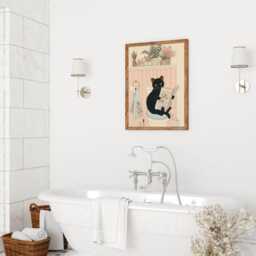 Black Cat Toilet Art Print - Funny Bathroom Wall Lover Gift Quirky Animal Humorous Decor - thumbnail 2