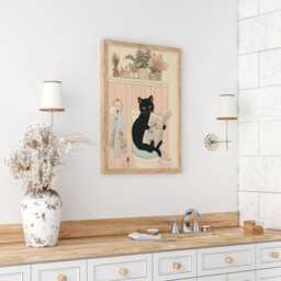 Black Cat Toilet Art Print - Funny Bathroom Wall Lover Gift Quirky Animal Humorous Decor - thumbnail 3
