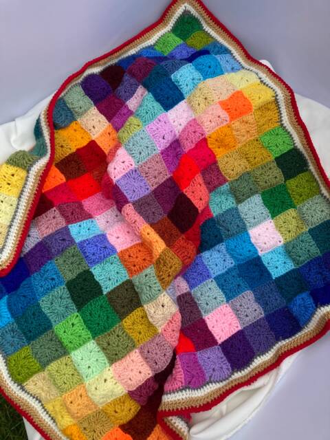 Rainbow Baby Gift Multi-Coloured Rainbow Crochet Baby Pram Travel Blanket - image 1