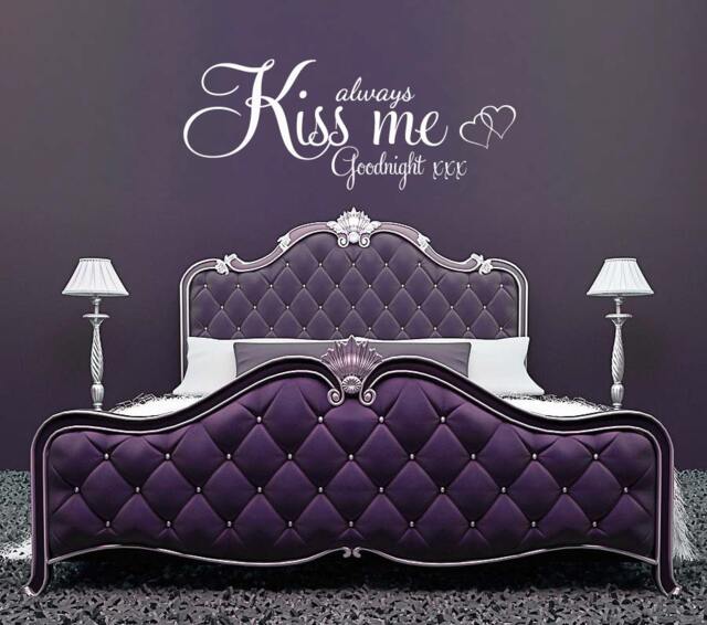 Bedroom Wall Decal Always Kiss Me Goodnight Sticker Kisses Romance Couple Boudoir Above Bed - image 1