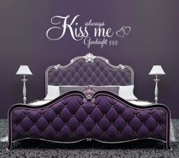 Bedroom Wall Decal Always Kiss Me Goodnight Sticker Kisses Romance Couple Boudoir Above Bed - thumbnail 1