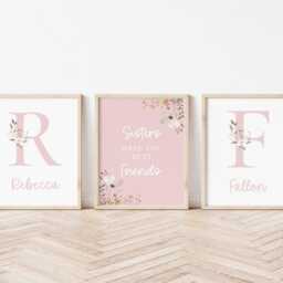 Sisters Print, Make The Best Friends, Girls Bedroom Prints, Girls Prints, Sister Pink Decor, Rainbow, Sisters, Girls Decor - thumbnail 3