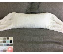 Lumbar Pillow Case With Mermaid Long Ruffles Handmade in Natural Linen , Decorative Body Pillow, Shabby Chic Pillow Cases, Over 41 Colors - thumbnail 1