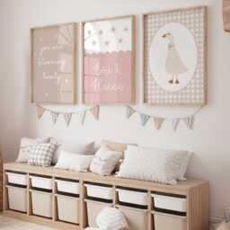 Girls Room Prints, Set Of 6, Gallery Wall Personalised Art, Neutral Bedroom, Nursery Decor - thumbnail 3