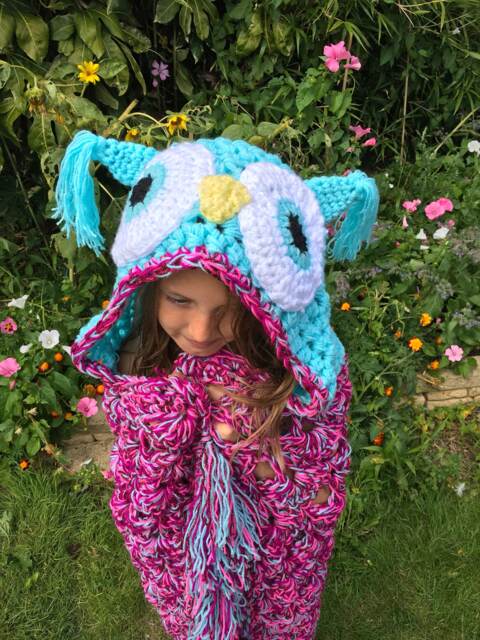 Handmade Hooded Crochet Owl Blanket - Chunky Cosy Throw - image 1