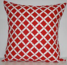 New 18x18 Inch Designer Handmade Pillow Case. Bamboo Pattern in Red & White