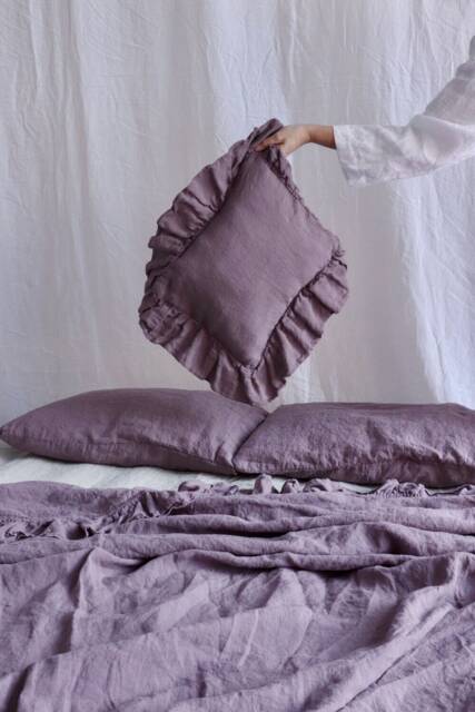 Ruffled Pillowcases - Set Of Two Pillow Shams Shabby Chic Bedding - image 1