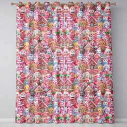 Cute Christmas Gingerbread Candy Bright Red Background Seamless Pattern Readymade Eyelet Ring Top Thermal 100% Blackout Curtains - thumbnail 2