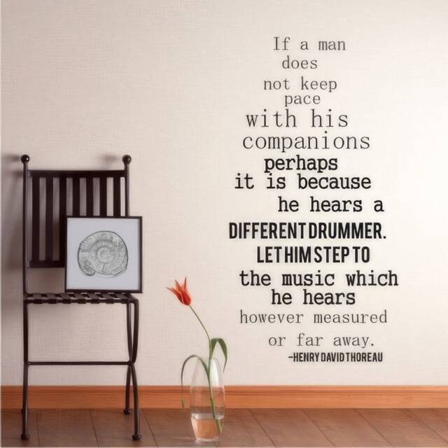 Thoreau Quote Wall Decal Different Drummer Vinyl Lettering - image 1