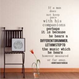 Thoreau Quote Wall Decal Different Drummer Vinyl Lettering - thumbnail 1
