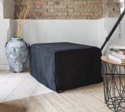 Linen Ottoman Slipcover - Custom Square Pouf Cover Without The Bottom Natural Foot Stool Case Eco-Friendly For Home - thumbnail 1