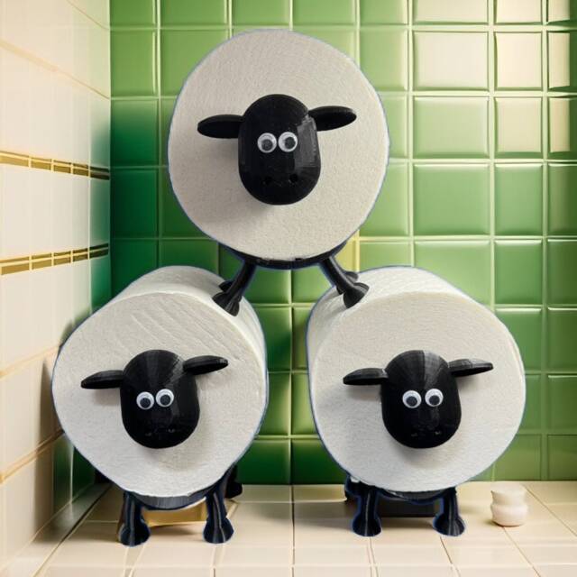 3D Printed Sheep Toilet Paper Roll Holder Googly Eyes, Set Of 3 - image 1