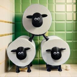 3D Printed Sheep Toilet Paper Roll Holder Googly Eyes, Set Of 3