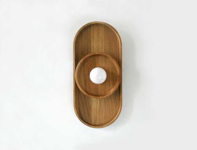 Oval White Oak Wall Light Fixture Wooden Powder Room Sconce Foyer Kitchen Lighting Bathroom - image 1
