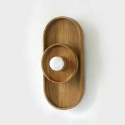 Oval White Oak Wall Light Fixture Wooden Powder Room Sconce Foyer Kitchen Lighting Bathroom - thumbnail 3