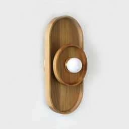 Oval White Oak Wall Light Fixture Wooden Powder Room Sconce Foyer Kitchen Lighting Bathroom - thumbnail 4
