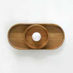 Oval White Oak Wall Light Fixture Wooden Powder Room Sconce Foyer Kitchen Lighting Bathroom - thumbnail 2