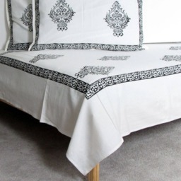 Hand Block Print Soft Organic Cotton Bed Sheet, Bedspread, Bedding, Bed Linen, Flat Sheet.queen Size, Boho, Second Anniversary Gift - thumbnail 2