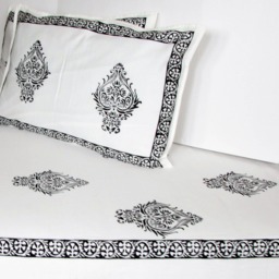 Hand Block Print Soft Organic Cotton Bed Sheet, Bedspread, Bedding, Bed Linen, Flat Sheet.queen Size, Boho, Second Anniversary Gift - thumbnail 1