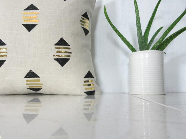Cream Linen Pillow Cover With Black & Gold Geometric Print/Decorative Throw Cushion Block Printed Metallic Neutral Various Sizes Bedding - image 1