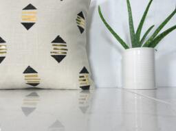 Cream Linen Pillow Cover With Black & Gold Geometric Print/Decorative Throw Cushion Block Printed Metallic Neutral Various Sizes Bedding - thumbnail 1