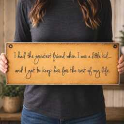 "Rustic Friendship Wood Sign - Best Friend Gift, Sister Gift For Mom Farmhouse Wall Decor Meaningful Quote Plaque 16""x6" - thumbnail 2