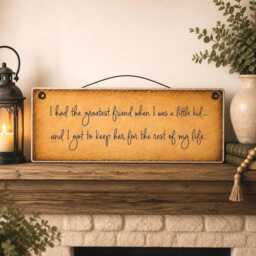 "Rustic Friendship Wood Sign - Best Friend Gift, Sister Gift For Mom Farmhouse Wall Decor Meaningful Quote Plaque 16""x6" - thumbnail 1