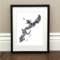 "Okinawa Map Art Print Hand-Drawn Landmarks, Culture - 8.5"" X 11" - thumbnail 1