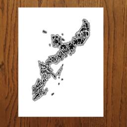 "Okinawa Map Art Print Hand-Drawn Landmarks, Culture - 8.5"" X 11" - thumbnail 3