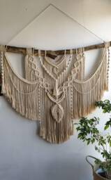 Macrame Wall Art, Farmhouse Decor, Rustic Home Tapestry Hanging, Boho Christmas Gift - thumbnail 1