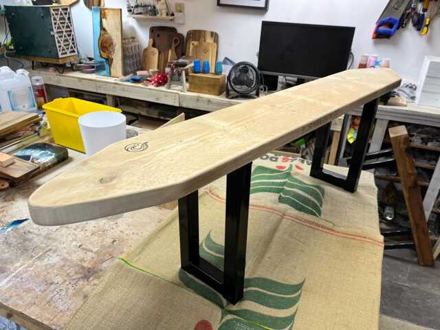 Handmade Reclaimed Wood Bench, Modern Hallway Eco Design - image 1