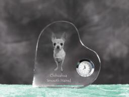 Chihuahua - Crystal Clock in The Shape Of A Heart With Image Pure-Bred Dog - thumbnail 1