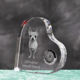 Chihuahua - Crystal Clock in The Shape Of A Heart With Image Pure-Bred Dog - thumbnail 2