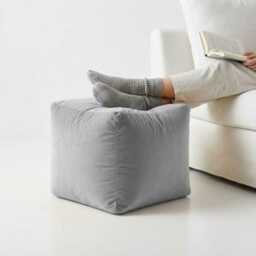 Silver Grey Plush Velvet Ottoman Pouf Beanbag Footstool, 5 Sizes - thumbnail 2