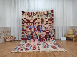 Handmade Wool Boujad Rug, Abstract Multicolored Berber Carpet - 5.61 X 8.33 Ft