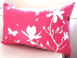 Hot Pink Magnolia & Butterflies Pillow Silkscreened Accent Pillow - thumbnail 1